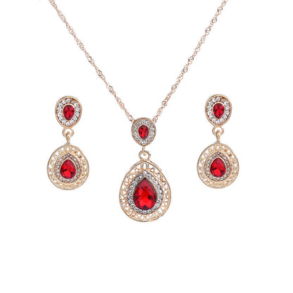 Crystal Drop Earrings Necklace Set Dress Acessories