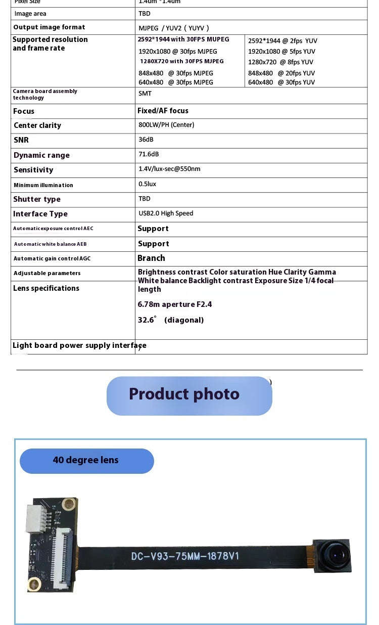 Frame Camera Module Notebook Dedicated Auto Focus Fixed